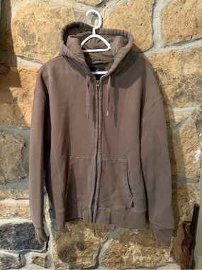 Men's Full-Zip Hooded Sweatshirt - Brown
